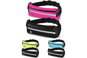 DORNNA® 2x1 Ceinture Running Smartphone Homme et Femme, Sac Banane Sport de Course a Pied, Sport, Footing, Courir - Fitness Belt Bag pour Tous Les Telephones. (Noir et Rose)