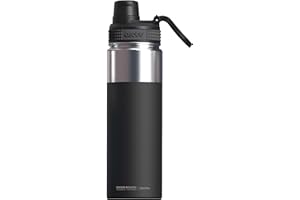 Asobu BPA-freie Alpine 530 ml Flasche Wasserflasche aus Edelstahl mit einfachem Griff und leicht zugänglichem Ausguss, bleibt für 12/24 Stunden warm/kalt (schwarz)