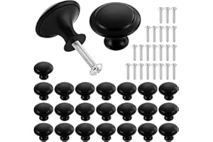 SIMSKY 24 STK Möbelknöpfe , Schrankknöpfe, Schubladenknöpfe, rund Schubladenknopf, Küchengriffe Möbelgriffe Edelstahl, Türknöpfe für Schublade Schrank Möbel Kommode Küchenschränke Knöpfe, 30x23mm (Schwarz)