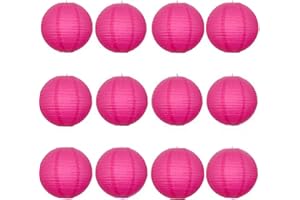 A Liittle Tree -12 PCs Round Paper Lanterns Wedding Party Christmas New Year (Hot Pink, 12")