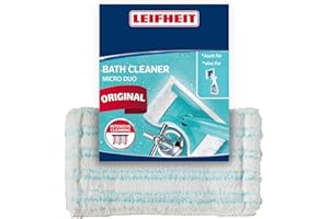 Leifheit Housse de rechange pour balai nettoyeur de douche Bath Cleaner micro duo, Housse microfibre spéciale robinetterie, Eponge micro duo ultra absorbante et nettoyante pour nettoyeur de baignoire
