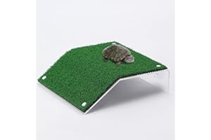 KOMUNJ 1 Pcs Schildkröte Basking Platform, Realistischer Grüner Rasen Kletterleiter Simulation Rasen Plattform (20 x 10 x 12 x 5.2 cm)