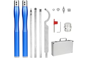 AYYDS Drechseleisen Set Drechselwerkzeug Drehmeißel für Holz, Hartmetall Drehmaschinen Holzdrehwerkzeug mit Wendeschneidplatten Vierkant/Diamantform/Rund, Drehwerkzeuge Drechselzubehör (Blau-B)