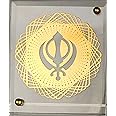 shree kreations Gold Plated Sikh Symbol Khanda Sahib for Car Dashboard, Table Top, Home Decor & Office Desk | Acrylic Car Dashboard Table Top Photo Frame | Spiritual Sikh Decor & Gift Items