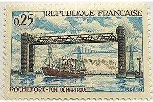 TIMBRE FRANCE France 1968. Timbre de Collection Neuf Authentique No 1564. Monuments : Pont à Rochefort, Bateau à Vapeur