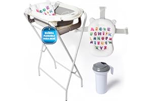 NSI DIGITAL Bañera Bebe Con Patas - Incluye Termómetro Digital + Cojin Ergonómico + Jarra De Baño - Bañera Plegable Bebé - Patas Antideslizantes Para Maxima Seguridad- Banheira Bebe Con Soporte