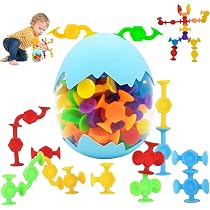 Voarge 48 Stück Saugnapf Spielzeug – Badewannenspielzeug Ab 3 Jahre, Sensorische Bausteine, Stressabbau Silikon