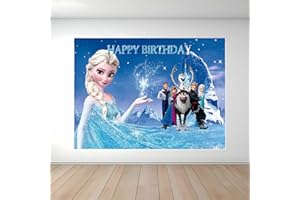BJPERFMS Eiskönigin Fotografie Hintergrund Frozen Fotohintergründe Eiskönigin Fotohintergrund Frozen Geburtstagsfeier Hintergrund Banner MädchenPrinzessin Geburtstag Party Dekoration Fotohintergrund 1,5x1M