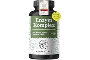 ‎NATURE LOVE NATURE LOVE® Enzym Komplex - 120 Kapseln - inkl. Lipase & α-Amylase | mit Bromelain, Rutin, Cellulase und Inulin - Verdauungsenzyme (Digestive Enzyme) im 4 Monatsvorrat - vegan, laborgeprüft