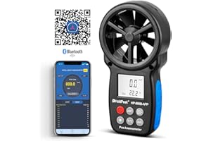 GOLDCHAMP Anemometer Handheld, Digital LCD Wind Speed Meter Air Flow Velocity Measurement 30m/s, Wind Gauges Bluetooth APP, Backlight for RC Drones Windsurfing Kite Flying Sailing Surfing Fishing Outdoor Sports