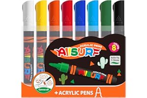 YPLUS Rotuladores Acrilicos, Juego de Marcadores Acrílicos de Gran Capacidad de 8 Colores, Artesanía Artística para Vidrio, Roca, Madera, Huevo