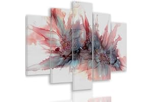 Feeby Tableau sur Toile abstrait 5 pièces Moderne rouge 150x100 cm