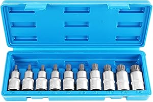 TECPO 300474 Steckschlüssel Satz 1/2 Zoll Innen Vielzahn Nüsse M4-M18 Vielzahnschlüssel Nuss Set Kfz Werkzeug Innenvielzahn Stecknüsse Chrom Vanadium Stahl