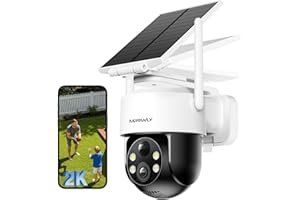Mrowly 2K Camera Surveillance WiFi Exterieure sans Fil Batterie avec Panneau Intégrée/Amovible, Camera Solaire Exterieur 2,4GHz, 360° PTZ, Détecteur PIR, Vision Nocturne Couleur, Audio Bidirectionnel