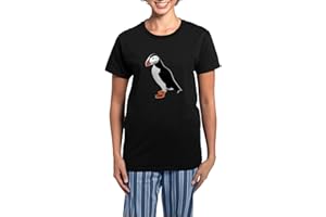 CafePress Pretty Puffin Women's Dark Pajamas Womens Novelty Cotton Pyjama Set, Comfortable PJ Sleepwear