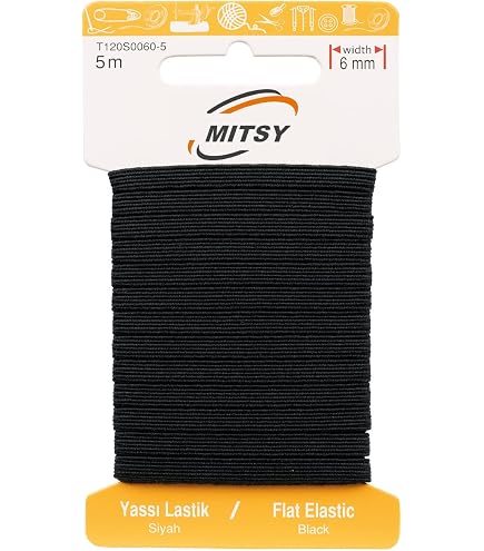 Elastico Per Cucire MITSY Aola – Resistente E Forato, Larghezza 20 Mm, 5 Metri, Nero, In Gomma E Poliestere - 2