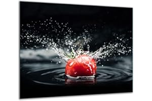 QTA - Placa protectora de vitrocerámica 60 x 52 cm 1 pieza cocina eléctrica universal para inducción protección contra salpicaduras tabla de cortar de vidrio templado como decoración Tomate