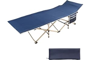 joyionic Lettino da Campeggio Pieghevole, Caricabile Fino a 300 kg, Portatile, con Borsa da Trasporto, Peso 6 kg, 190 x 70 x 38 cm, Blu