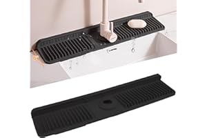 Volminex Alfombrilla para Grifo de Silicona, Protector contra Salpicaduras para Fregadero, Alfombrilla Fregadero Cocina, Almohadilla de Secado de Agua (Negro, 60 cm)