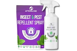 Afterglobe Insect and Rodent Repellent Spray for Home - Extra Strength Peppermint Spider and Pest Deterrent 100% Natural Safe for Humans and Pets 250ml Bottle Non-Toxic and Not Poison, White