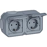 LEGRAND, Plexo New 069742L Socket 2 Sockets Schuko Standard Including Flip Cover Touch Protection Pre-Wired Horizontal Termin