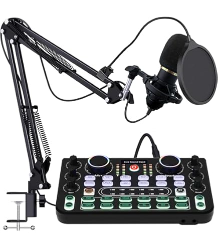 Podcast Setup DIGIMORE Condenser Microphone With V8s Sound Card