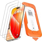 NEW'C Screen Protector for iPhone 17, 17 Pro/16 Pro | Auto Installation Tool Included, 3 Pack, Clear, 9H Hardness, Anti-Scrat