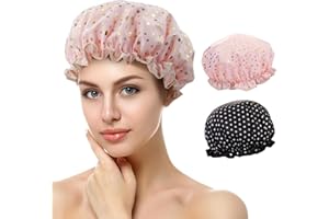 AVAGIAFORU Duschhaube, 2 Stück Wasserdichte Duschhauben, Shower Cap, Duschhaube für Damen, Haarhaube für Die Nacht, mit Elastischem Band, Wiederverwendbare Dusche Kappen für Mädchen Frauen (J)