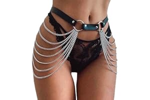 Yobooom Punk Leder Harness BH Body Chain Sexy Taillenketten Nightclub Prom Body Chains Mode Belly Belts Body für Frauen Schwarz