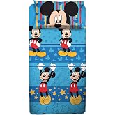 Mickey Mouse - Single Bed Sheet Set, Disney Single Sheet Set, Flat Sheet, Fitted Sheet, Pillowcase, Blue, Disney, 100% Cotton