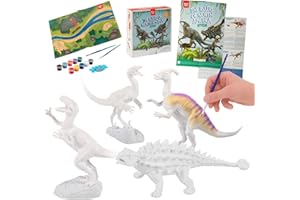 Nene Toys Kit Dinosauri Giocattolo con Colori per Bambini 3-7 Anni [I Dominatori del Nord America] – 4 Dinosauri, 10 Colori, 2 Pennelli, Poster Educativo, Tappeto Gioco – Ideale per Bambini Bambine