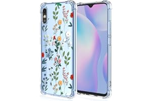 XINYEXIN Funda para Xiaomi Redmi 9AT / Redmi 9A, Funda Transparente con Motivo Flores, Ultrafino Chica Dama Carcasa TPU Prueba de Golpes Bumper Case Cover - Flower Art