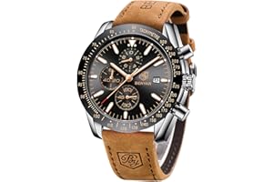 BY BENYAR Orologio Uomo Cronografo Analogico al Quarzo Impermeabile Orologi Sportivo Moda Classico Elegante Orologio da Polso Uomo Cinturino Pelle/Acciaio