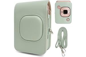 Rieibi Etui ochronne ze skóry PU do aparatu błyskawicznego Insatx Mini LiPlay - do etui Instax mini Liplay z regulowanym paskiem