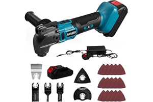 RAYLEEY Cordless Oscillating Multi Tools with 1pcs 4000mAh Battery, Compatible with 18V LXT-Battery, 6 Speeds to 21000 OPM, 4°Angle, Quick-fit Blade with 21pcs Accessories for Cutting, Sanding, Scraping