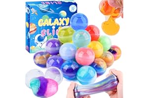 AXCOIUP 32 Pack Galaxy Slime Ball, Slime Party Favor for Girls & Boys, Super Soft and Stretchy, Non-Sticky, Stress & Anxiety Relief, Birthday Gifts for Kids, Classroom Reward, Goodie Bag Stuffers