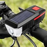 Busstier G&uuml;neş Enerjili USB ile Şarj Edilebilir LED Bisiklet Feneri Kornalı Suya Dayanıklı Far