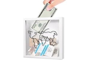 Toaboa Caja de viaje de aventura para recuerdos, caja de sombra de viaje con ranura, caja de sombra, marco de fotos DIY, caja de recuerdos 3D para rellenar billetes, recuerdos de imágenes (tarjeta)