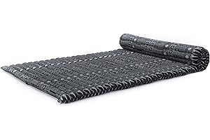 Leewadee Rollable Floor Mat L – Comfortable and Rollable Thai Mattress, Soft Massage Mat Filled with Kapok, Perfect to Use as a Sleeping Mat 190 x 100 cm, Black