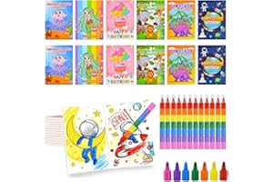 UHETLET Lot de 14 Mini Livres De Coloriage 18 X 12 Cm pour Enfants avec 14 Crayons De Cire Empilables Portable Matériaux Durables pour Une Utilisation dans De Multiples Scénarios