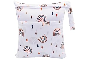 FenFang Sac à Couches Lavables, Sac Couches, Réutilisable Wetbag Sac Etanche Organisateur de Couches de Voyage Accrochable Double Fermeture éclair, Sac Fourre Tout pour Bébé, Gym