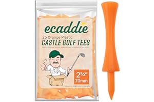 ECADDIE Plastic Castle Graduated Golf Tees - Green, Red, Blue, Yellow, White, Pink, Purple, Orange