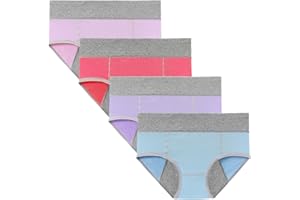 HORNICE Mutandine Mestruali per Ragazze, Adolescenti, Cotone, Slip Mestruali, Slip A Tenuta, Slip A Vita Media, età 8-12 (Confezione da 4) (da Indossare con Assorbente Igienico)