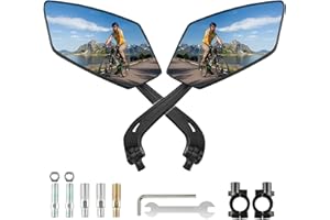 aiGear Bike Mirror | 2Pcs - 1Pair | 360° Degree Rotatable Adjustable | with Scratch Resistant Wide Angle Lens | for Bicycle Motorcycle Handlebars (BMR-01)