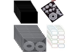 OTCRAFT 40Pcs Rubber Magnetic Sheets Thickness with Clear Stamp Die Storage Pockets 48 Label StickerResealable Plastic Storage Pocket Large Envelope Case Cutting Dies Stencil Organizer forCard Making