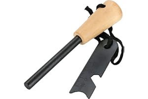 Grenhaven 3-in-1 Fire Striker/Steel with Wooden Handle - Magnesium Flint Lighter for 12,000 Ignitions - 10.5cm Ruler - Bottle Opener - Outdoor Survival Camping