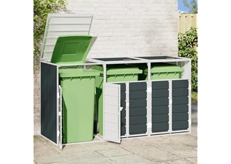 Soptunna för 3 ton 216 x 81 x 115 cm stålgrå, väderbeständig soptunnbeklädnad med ventilation, utbyg - Amazon Deal & Rabatt