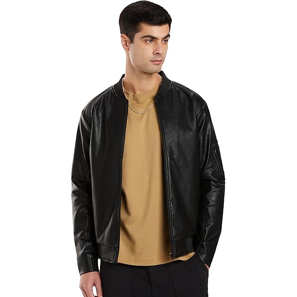 Buy Men's Quilted Leather Biker Jacket, Black, Multi-Zip Design