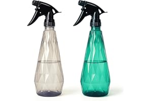 KEPLIN Water Spray Bottles (2 Pack) 600ml – Adjustable Nozzle for Mist & Stream | Reusable & Refillable w/Spray Nozzle | Ideal for Cleaning Kitchen Bath (Grey & Green)