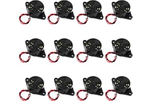 BOSCOW 12 Pezzi Cicalino Elettronico di Allarme, SFM-27-I Buzzer Elettronico Cicalino Piezoelettrico Attivo DC 3–24 V Cicalino Elettronico Cablato Alarm Suono Continuo Lunghezza Cavo 110 mm